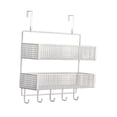 thumbnail image 2 of Colgador de puerta con cesta de malla, toallero para sombreros, cocina y dormitorio blanco, 2 of 9