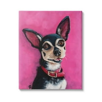 Stupell Industries Bold Pink Chihuahua Portrait Painting Gallery Wrapped Canvas Print Wall Art, Design by Lucia Stewart