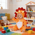 thumbnail image 5 of AmaMary 18 inch Reborn Doll Clothes Set, Orange Triceratops Plush Onesie Outfit with 2 Bibs & 2 Diapers, Fits 16-18 Inch Baby Dolls, Soft Doll Care Accessories Gift for Kids, 5 of 6