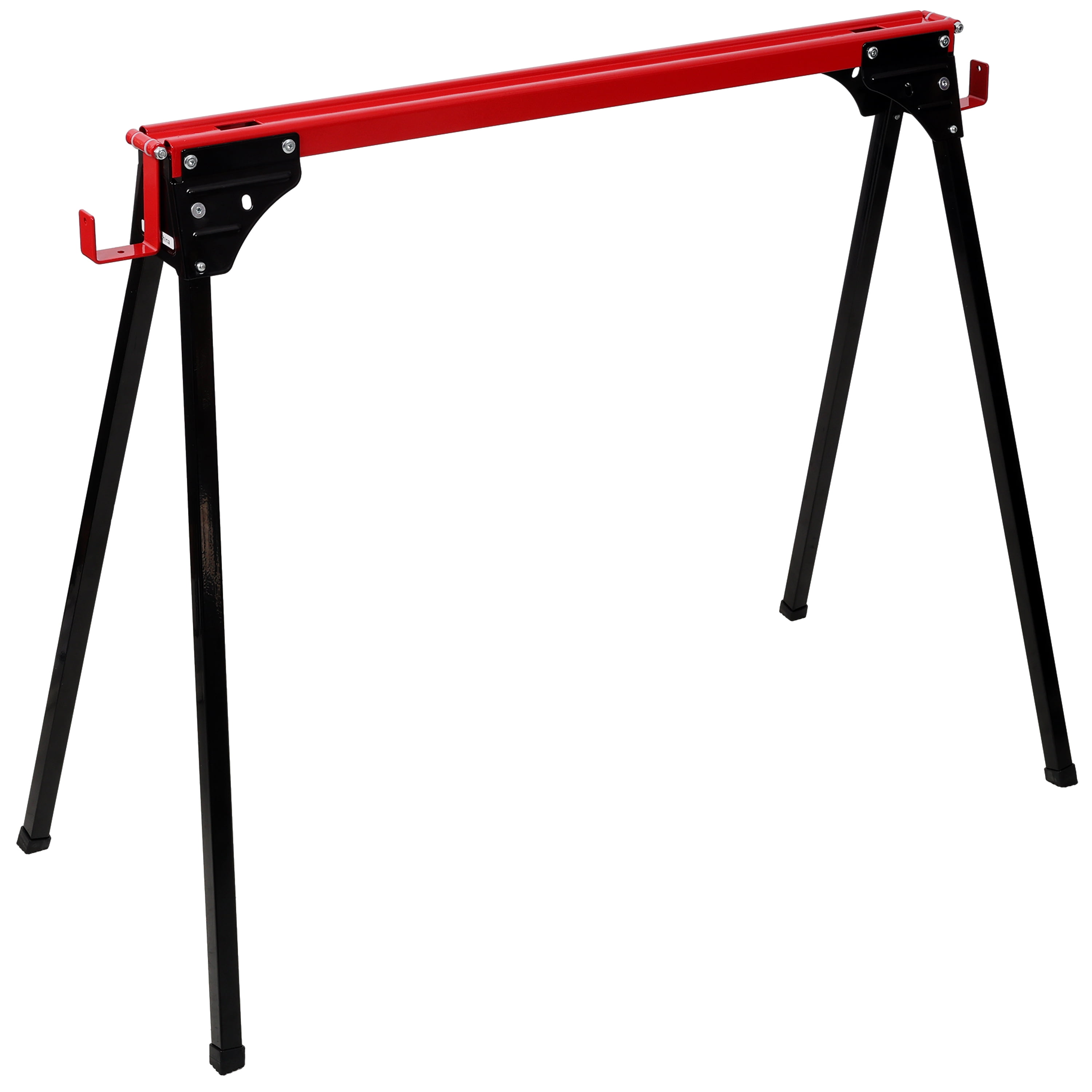 , Saw Horses 2 Pack, Folding Portable Work Horse with Fast Open Legs, Heavy Duty Steel Sawhorse for Garage, Workshop, Fully Assembled, Black+Red ,Steel ,