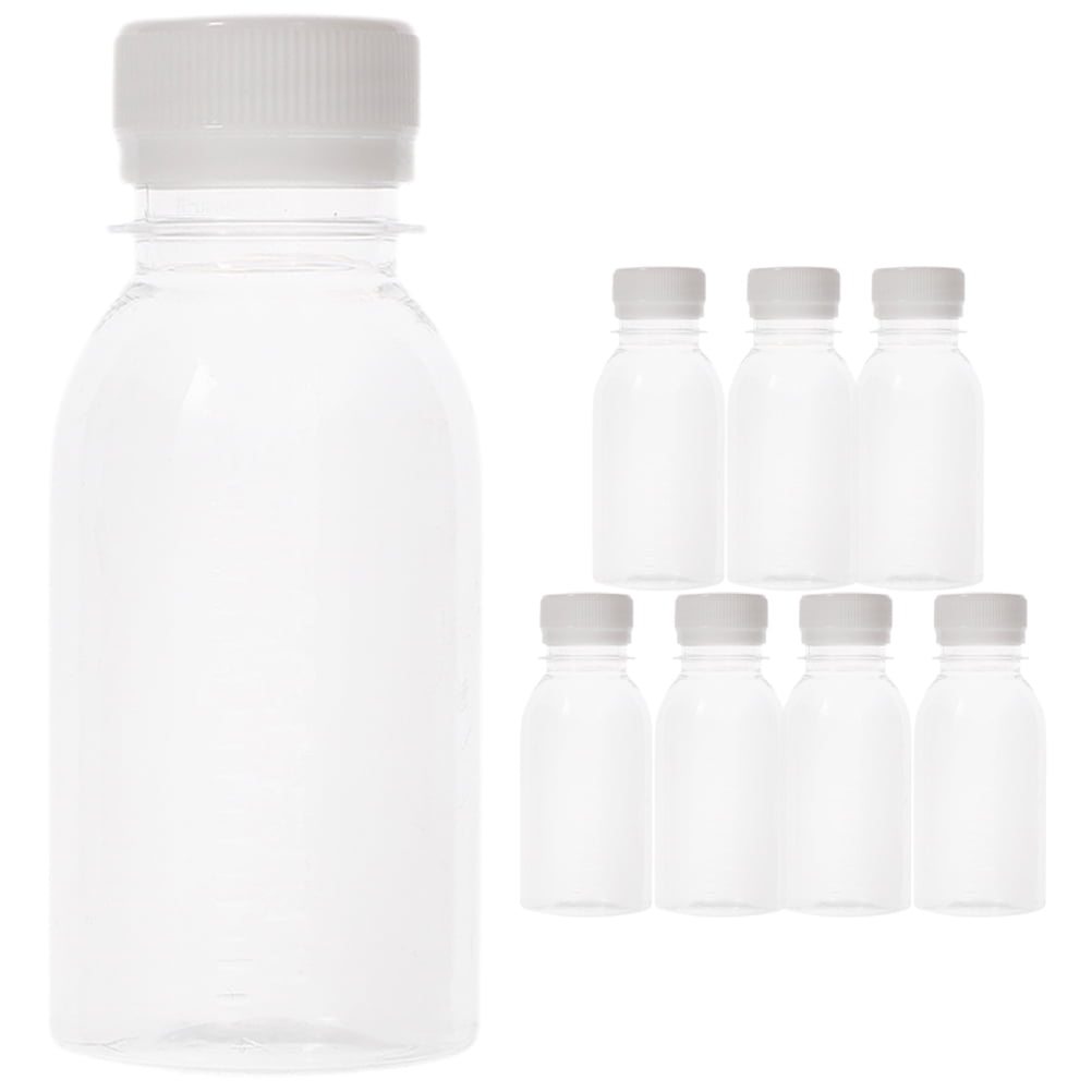 NUOLUX 8Pcs Juice Bottles with Caps Reusable Clear Bottle Empty Plastic