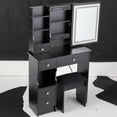 thumbnail image 6 of Makeup Vanity with Sliding Mirror & LED Light Dimmable, Tri-Color Switching, Small Dressing Table With Cushioned Stool And Multi Layer Storage For Jewelry Cosmetics, 6 of 9