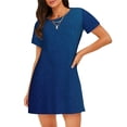thumbnail image 1 of Vsdgher Motif Bleu Sarcelle Chemise de Nuit à Manches Courtes Col Rond Mignonne Robe de Nuit Confortable, 1 of 6