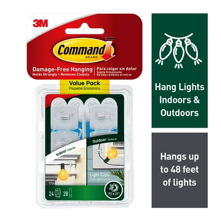 Command Indoor Outdoor Light Clips Hang Christmas Lights