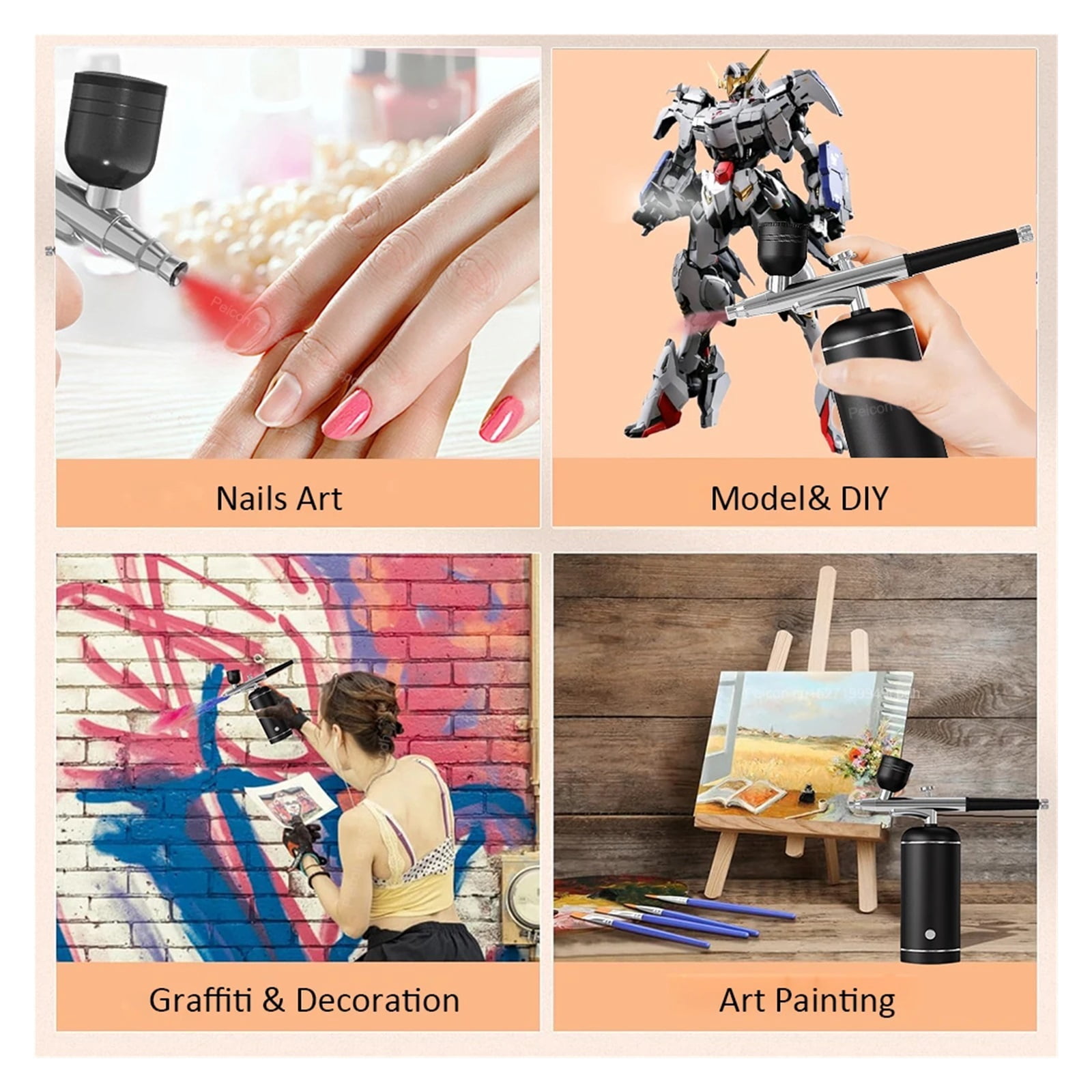 Airbrush With Compressor Mini Spray Gun For Painting Modeling Crafts Wireless Paint Spray Airbrush Painting Kit With Compressor ,Flexible