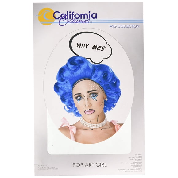 California Costumes Women's POP Art Girl Wig, Blue, One Size