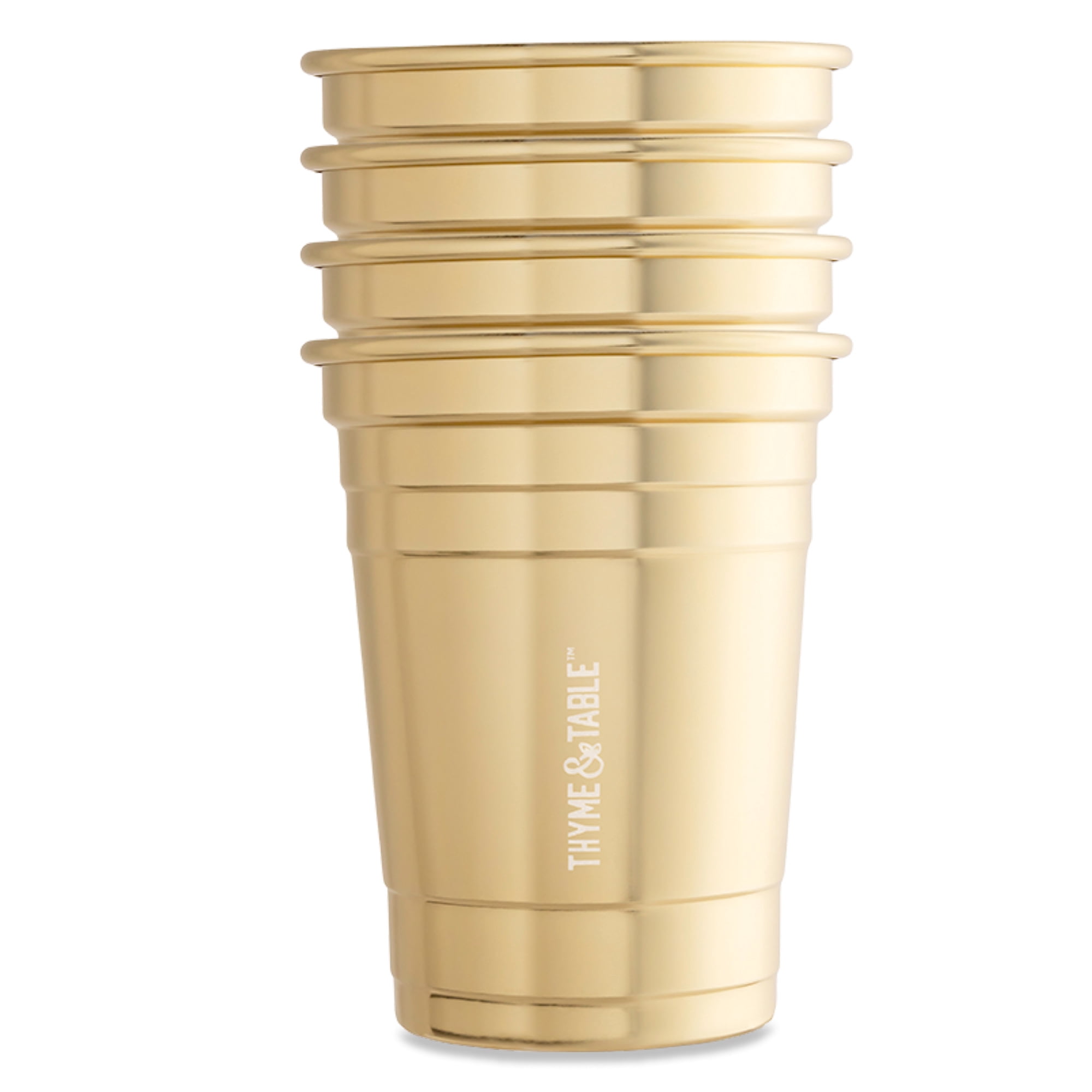 (2 pack) Thyme & Table 17 fl oz Gold Party Cups, Set of 4