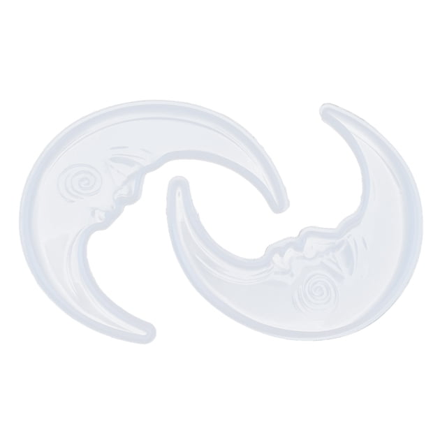 2 moldes de silicona con forma de luna, moldes de resina reutilizables y flexibles para proyectos de manualidades.