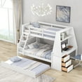 thumbnail image 2 of Newboti Furniture Twin over Full Bunk Bed with Trundle and Built-in Desk, Three Storage Drawers and Shelf, White NO.43789, 2 of 15