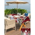 thumbnail image 4 of Outdoor Tablecloth with Umbrella Hole and Zipper, Red Black Plaid Snowman Rectangle Table Cloth 60x84 Inch Waterproof Tablecloth, Christmas Tree Snowflake Winter Picnic Table Cover for Patio Camping, 4 of 7