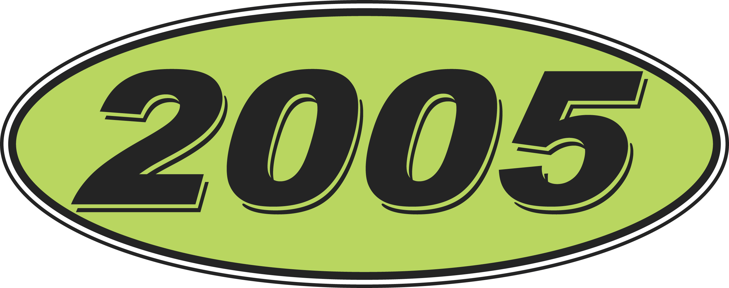 Oval Windshield Year Sticker - Black/Neon Green - 
