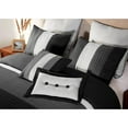 thumbnail image 3 of Chezmoi Collection Luxury Pleated Striped Comforter Set, Full, Black/White/Gray, 8-Piece, 3 of 8