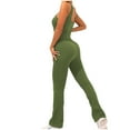 thumbnail image 2 of LMOIPLI Women's Yoga Flare Workout Romper Sexy Scrunch Butt Overalls Athletic Jumpsuits Casual for Women Army Green,L, 2 of 6