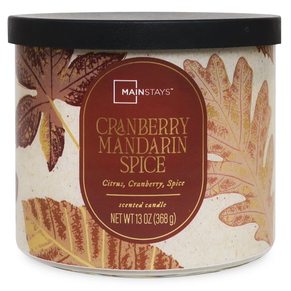 Mainstays Cranberry Mandarin Spice 3-Wick Scented Jar Candle, 13 Ounce