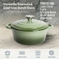 thumbnail image 3 of Lexi Home 2.8-Qt Enameled Cast Iron Dutch Oven with Lid & Loop Handle, Ombre Green, 3 of 7