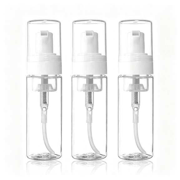 ACDANC 3-Pack Travel-Sized Foaming Pump Bottles - Empty Foaming Liquid Soap Dispensers - for Refillable Travel Hand Soap Shampoo Foaming Castile Cosmetics - Bpa Free (100Ml/3.3Oz) (Clear)