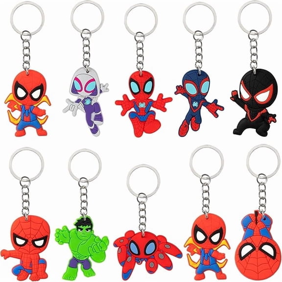 20Pcs Party Favor Keychains, 8 Assorted Designs, Perfect for Kids' Birthday Goodie Bags