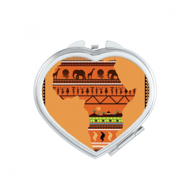 African Continent Name Landscape Map Heart Mirror Travel Magnification Portable Handheld Pocket Makeup