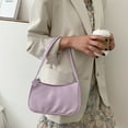 thumbnail image 4 of Retro baguette bag one shoulder handbag artificial leather underarm bag ladies crossbody bag - purple, 4 of 5