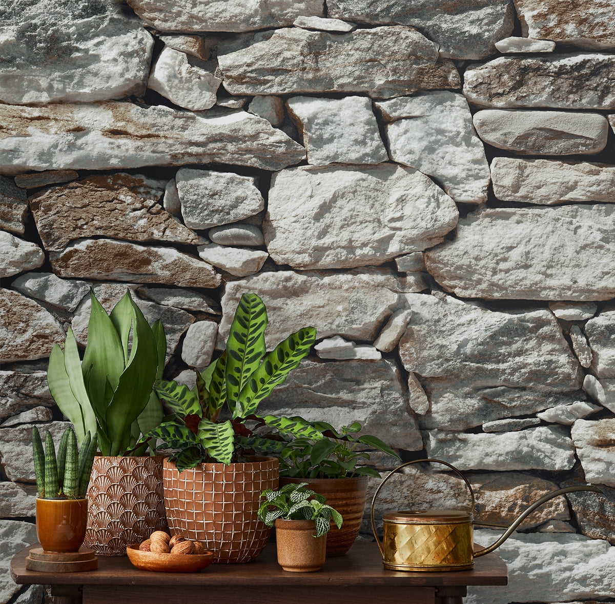NextWall Stone Wall Peel and Stick Wallpaper (Gray)