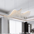 thumbnail image 4 of ACE-LIGHTS,36.2-inch,3360 Lumen,Height Adjustable Wave Shaped Crystal Chandelier with Stainless Steel Base & K9 Crystal,Luxury Modern Pendant Light,Fancy Hanging Ceiling Lamps(Chrome), 4 of 9