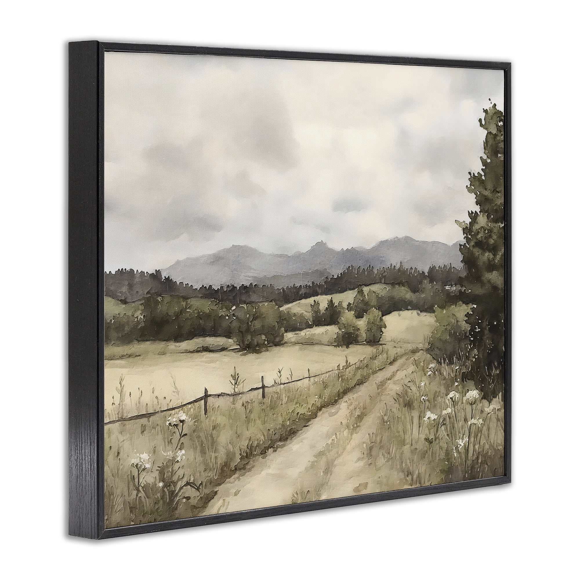 Stupell Industries Muted Meadow Lane Black Framed Giclee Art, design by Riley B