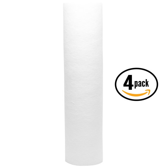 4-Pack Replacement GE GXWH20F Polypropylene Sediment Filter - Universal 10-inch 5-Micron Cartridge for GE HOUSEHOLD WATER FILTRATION SYSTEM - Denali Pure Brand