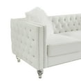 thumbnail image 5 of 2+3 Seat Sofa Set, Modern Velvet Sofa with 2 Plush Pillow & Removable Cushion, Upholstered Lounge Single Sofa with Copper Nail & Crystal Buckle for Living Room & Bedroom, Beige, 5 of 7