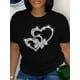 thumbnail image 1 of Hearts & Butterfly Print Crew Neck T-Shirt, Casual Short Sleeve T-Shirt For Spring & Summer, Women's Clothing, 1 of 6