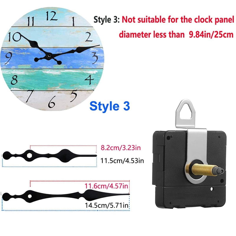 4 Set 32mm Long Shaft DIY Quartz Clock Movement Mechanism with 5 Different Pairs Hands Wall Clock Repair Parts
