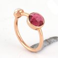 thumbnail image 3 of KIRAN FINE JEWEL Bezel Round Pink Tourmaline Pearl Wedding Ring Rose Gold Plated 925 Sterling Silver Wedding Band Ring Statement Jewelry Gift For Her, 3 of 5