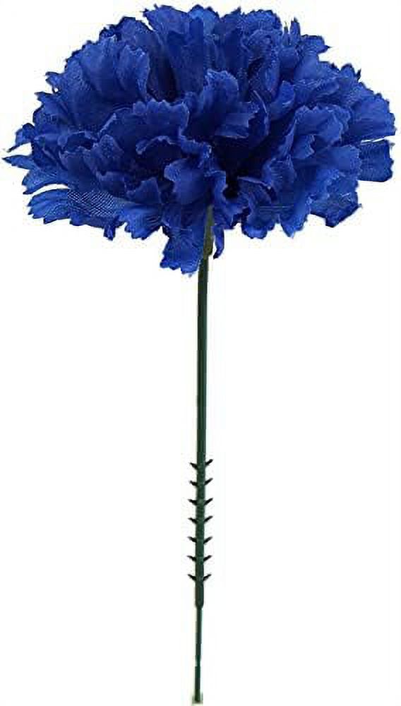 Royal Blue Silk Carnation Picks 50 Count Bulk Artificial Flowers For