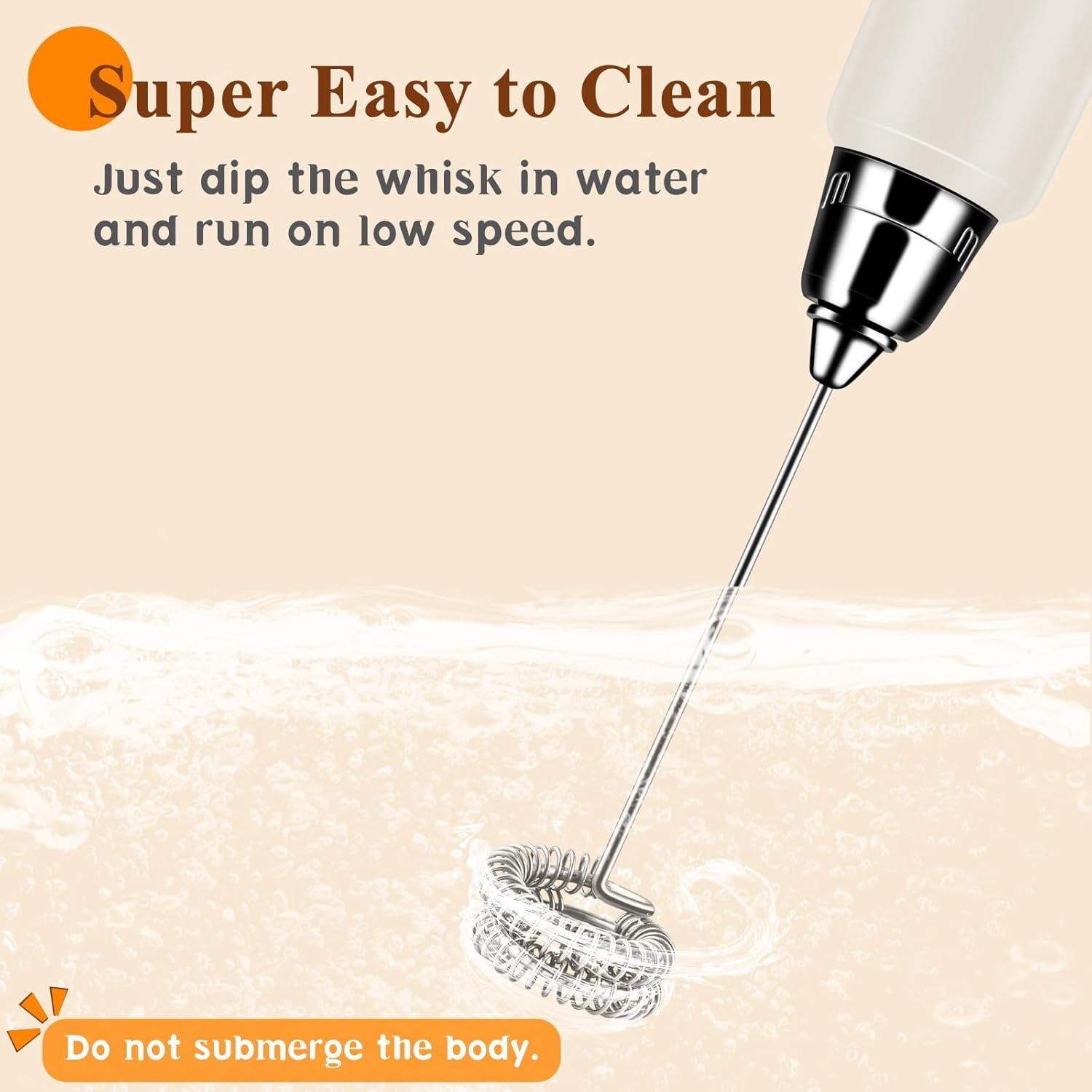 Milk Frother Handheld Rechargeable With Stand  Wand Drink Mixer Electric Whisk For Coffee Detachable 3 Stainless Whisks Hand Lattes Cappuccino Matcha Egg Beige