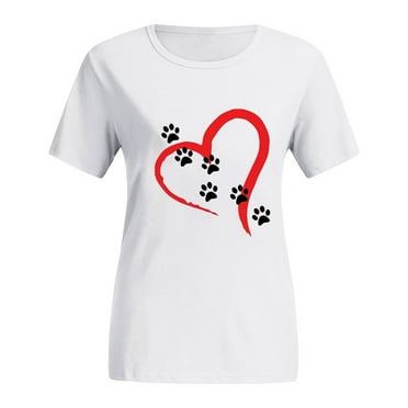 Summer Savings!Summer Tops for Women 2024 Women Printed Plus Size O-Neck T-Shirts Cat Print Short Sleeve Graphic Tee Tops