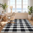 thumbnail image 3 of Design&I 4'x6' Washable Area Rug Striped Farmhouse Plaid Inspired Band Grid Front Minimalist Bold for Dorm Room, Living Apartment, Flatweave Daily Traffic Ready, 3 of 7