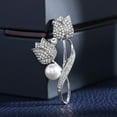 thumbnail image 5 of Limei Women Lady Pin Rhinestone Imitation Pearl Tulip Shiny Women Brooch Prom, 5 of 7