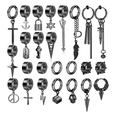 thumbnail image 1 of Aretes Falsos Piercing Hombre Imán Acero Inoxidable 25 pzs Earring-D NEGRO, 1 of 4