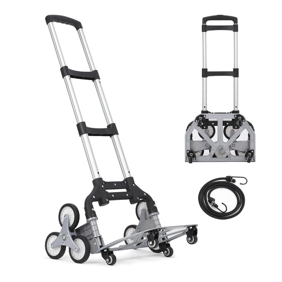 QinaQin Stair Climbing Hand Truck Cart, Aluminum Folding Dolly with Telescoping Handle and 6 Rubber Wheels