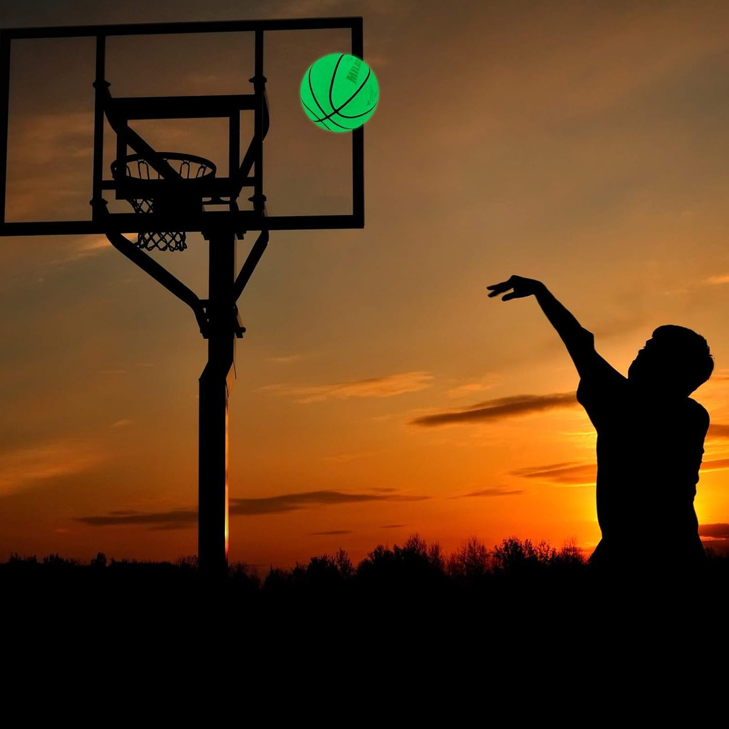 Basketball Glow in The Dark, Glowing Leather Green Light up Basketball Gift for Boys, Girls, Men, Women Indoor-Outdoor Night Basketball Game with Pump (Size 5/6/ 7)