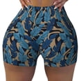 thumbnail image 2 of Fotbe Blue Leaves A Shorts Sin Costuras – Shorts Deportivos de Cintura Alta para Mujer, Elásticos para Gimnasio, Yoga, Running o Ciclismo-Small, 2 of 8