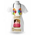 thumbnail image 3 of Sweet Dreams Apron Cartoon Girl Sleeping in Bed with Colorful Balloons Night Time Illustration, Unisex Kitchen Bib Apron with Adjustable Neck for Cooking Baking Gardening, Multicolor, by Ambesonne, 3 of 3