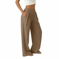 thumbnail image 7 of MYAOYINo Boundaries Womens Cotton Linen Pants High Waisted Wide Leg Loose Fit Pleated Casual Pants, 7 of 7
