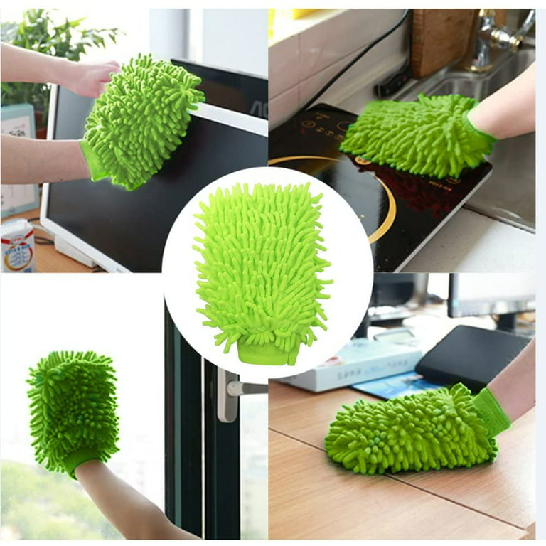 HeGangLy 2 Pack Car Wash Mitt Microfiber Chenille Car Wash Mitt Scratch  Free for Cars Cleaning,Home Cleaning Mitts(Green/Blue).