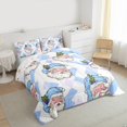 thumbnail image 3 of Manfei Cartoon Santa Claus Bedding Comforter Set for Girls, Merry Xmas Christmas Twin Comforter Sets, Blue Geometric Bedding Set, Luxury Bedroom Decor, Reversible 2-Piece, 3 of 8