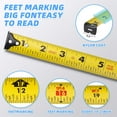 thumbnail image 2 of Tape Measure 25FT with Fractions 1/8, Retractable Measuring Tape, Easy to Read, Rubber Protective Casing and Shock Absorbent Case for Carpenter, Surveyors, Engineers and Electricians, 2 of 7