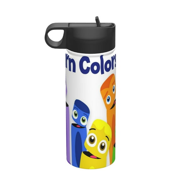 Babyfirst Color Crew Kids Insulated Water Bottle With Straw - 18 Oz Stainless Steel Double Wall Vacuum Cup, Leakproof, Bpa Free, Suitable For Boys And Girls