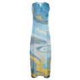 thumbnail image 5 of Penkiiy Robe d'Été Décontractée Sans Manches à Col Rond Imprimé Floral Robe Longue Fluide de Plage avec Poches S Bleu, 5 of 5