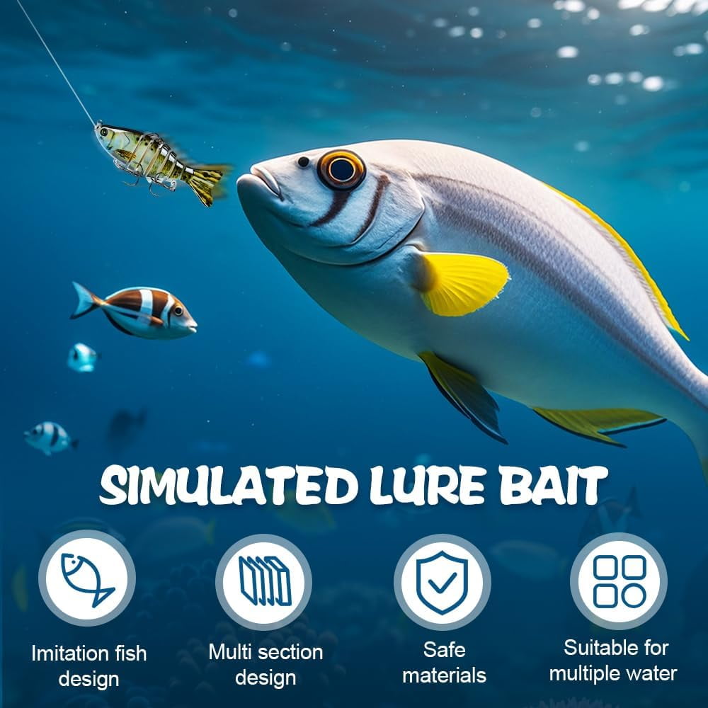 Upgraded Swimming Bait,Fishing Lure Kit Topwater Bass Lures Fishing Lures Slow Sinking Swimming Lures Multi Jointed Swimbait Lifelike Hard Bait Trout Perch