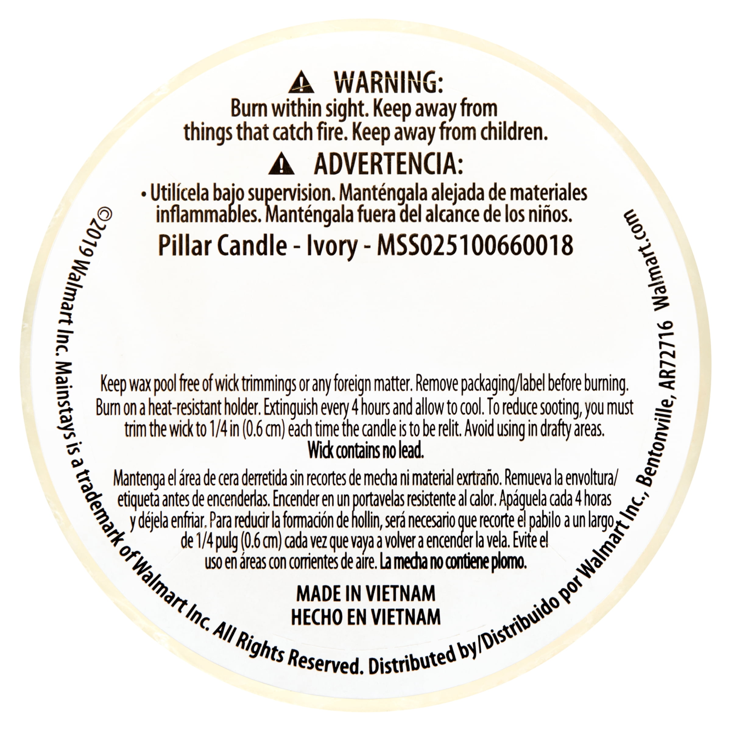 (2 pack) Mainstays Unscented Pillar Candle, 3x8 inches, Ivory