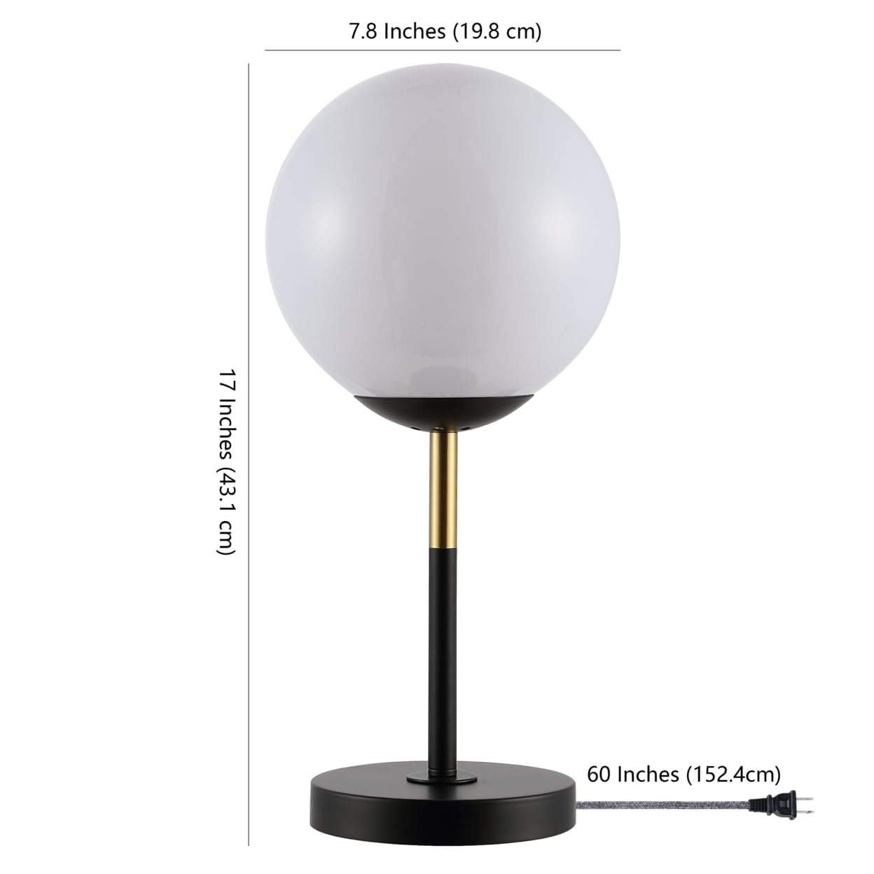 SAFAVIEH Gemini 17 in. Mid-Century Sphere Iron Table Lamp, Black